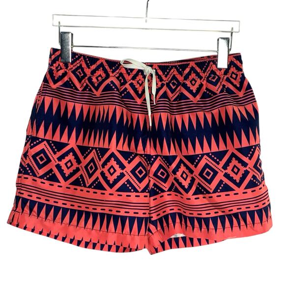 Chubbies M Swim Trunks Aztec Print Pink Navy Lined Drawstring Mens - Picture 1 of 8